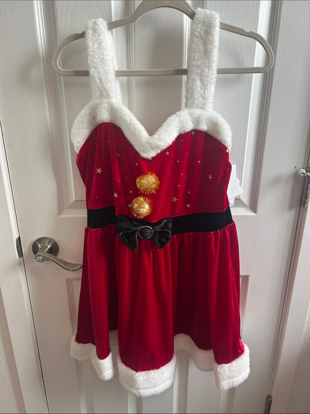 Santa Large Women’s Mrs Claus Red Faux-Fur Trim Santa Dress